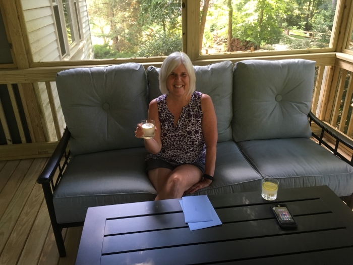 me in our new screened-in porch - Welcome! :-)